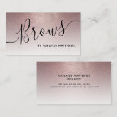 Modern Chic Trendy Roos Gold Glitter Brow Artist Visitekaartje (Voorkant / Achterkant)