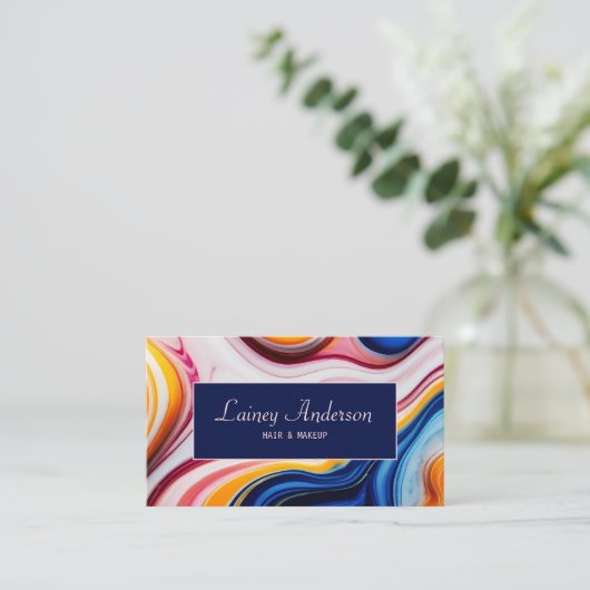 Modern chic Trendy yellow pink blue faux marble Visitekaartje (Staand voorkant)