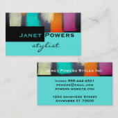 modern chic turquoise abstract verfontwerp op maat visitekaartje (Voorkant / Achterkant)