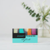 modern chic turquoise abstract verfontwerp op maat visitekaartje (Staand voorkant)