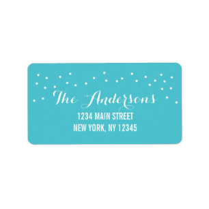 Modern Chic Turquoise en White Stippen Etiket