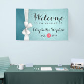 Modern Chic Turquoise White Ribbon Wedding Banner (Beurs)