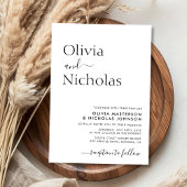 Modern Chic Typografie Script Monogram Bruiloft Kaart