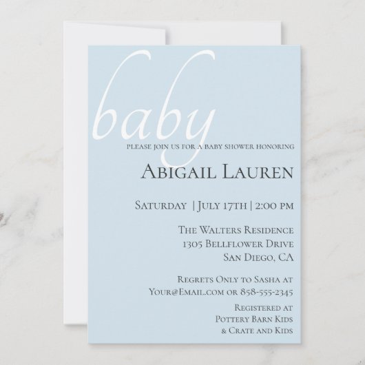 Modern Chic Typography Baby shower Invitation Kaart (Voorkant)