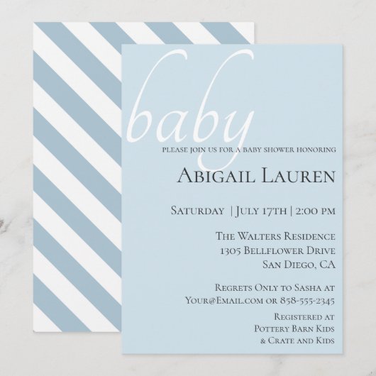 Modern Chic Typography Baby shower Invitation Kaart (Voorkant / Achterkant)