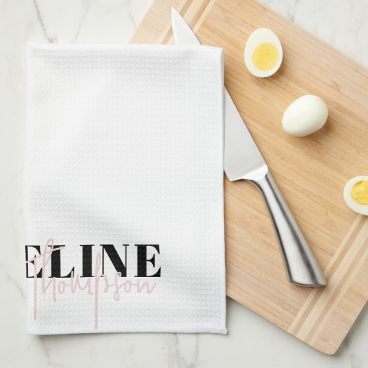 Modern Chic Typography Script Licht Roze Vrouwelij Theedoek (Quarter Fold)