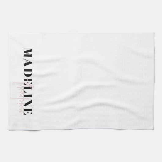 Modern Chic Typography Script Licht Roze Vrouwelij Theedoek (Horizontaal)