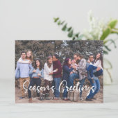 Modern Chic Typography Season's Groetjes Foto Feestdagenkaart (Staand voorkant)