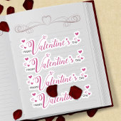 Modern Chic Valentijnsdag Pink Script Hearts Sticker