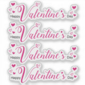Modern Chic Valentijnsdag Pink Script Hearts Sticker (Voorkant)