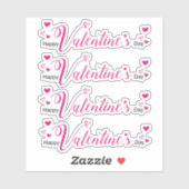 Modern Chic Valentijnsdag Pink Script Hearts Sticker (Vel)