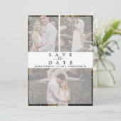 Modern Chic Vellum Effect Photo Collage Wedding Save The Date (Staand voorkant)