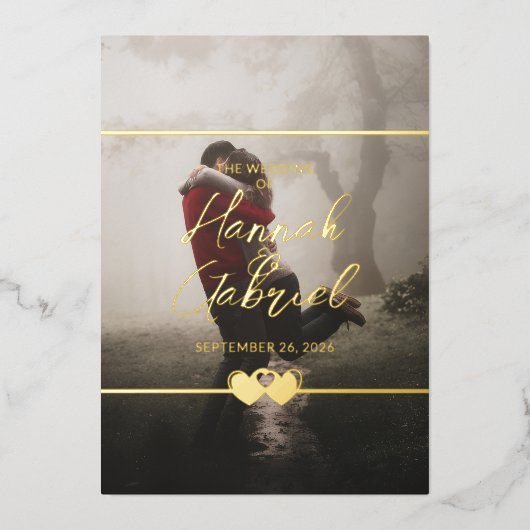 Modern Chic Voeg foto bruiloft uitnodiging (Voorkant)