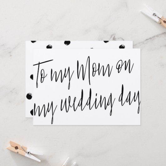 Modern Chic "Voor mijn moeder op mijn trouwdag" Kaart (Voorkant / Achterkant in situ)