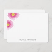 Modern Chic Watercolor Pink Floral Personalized Notitiekaartje (Voorkant / Achterkant)