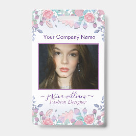 Modern Chic Waterverf Blue Hydrangeas Floral Badge