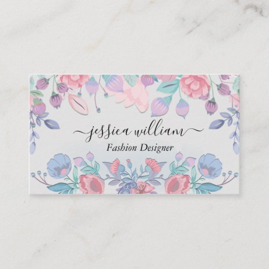 Modern Chic Waterverf Blue Hydrangeas Floral Contactkaartje (Voorkant)