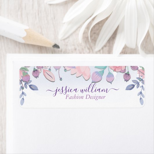 Modern Chic Waterverf Blue Hydrangeas Floral Etiket (Insitu)