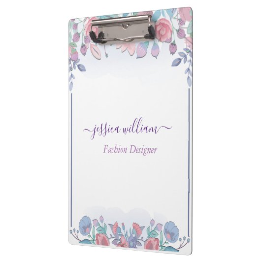 Modern Chic Waterverf Blue Hydrangeas Floral Klembord (Links)