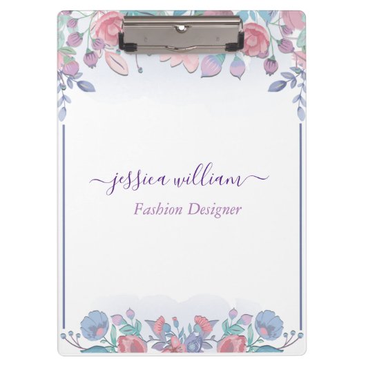 Modern Chic Waterverf Blue Hydrangeas Floral Klembord (Voorkant)