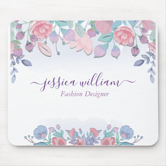 Modern Chic Waterverf Blue Hydrangeas Floral Muismat (Voorkant)