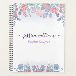 Modern Chic Waterverf Blue Hydrangeas Floral Planner