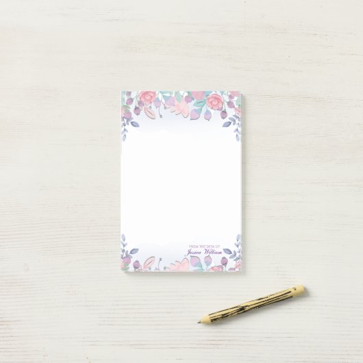 Modern Chic Waterverf Blue Hydrangeas Floral Post-it® Notes (Op bureau)