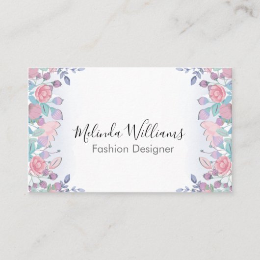 Modern Chic Waterverf Blue Hydrangeas Floral Visitekaartje (Voorkant)