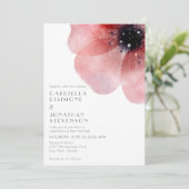 Modern Chic Waterverf Blush Poppy Grey Wedding Kaart (Staand voorkant)