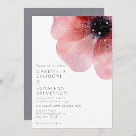 Modern Chic Waterverf Blush Poppy Grey Wedding Kaart