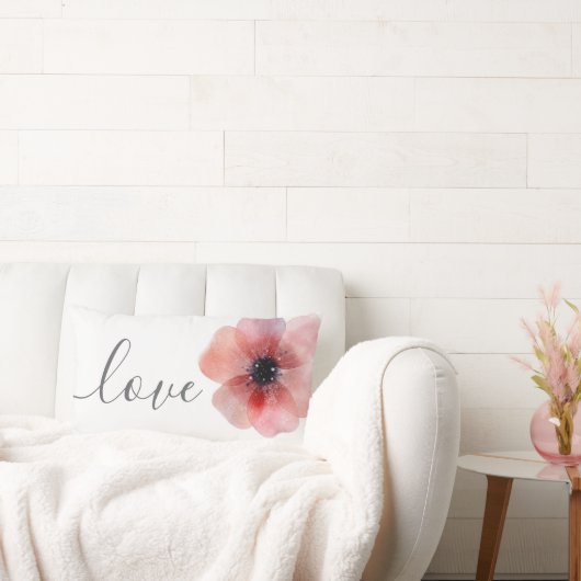 Modern Chic Waterverf Poppy Love Wedding Kussen (Bank)