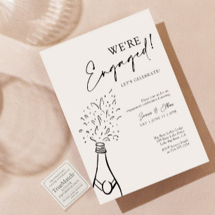 Modern Chic We zijn verloofd met zwarte champagne Kaart