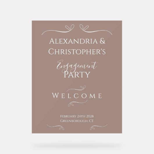Modern Chic Wedding Engagement Party Welkom Acryl Bord (Voorkant)