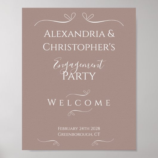 Modern Chic Wedding Engagement Party Welkom Poster (Voorkant)