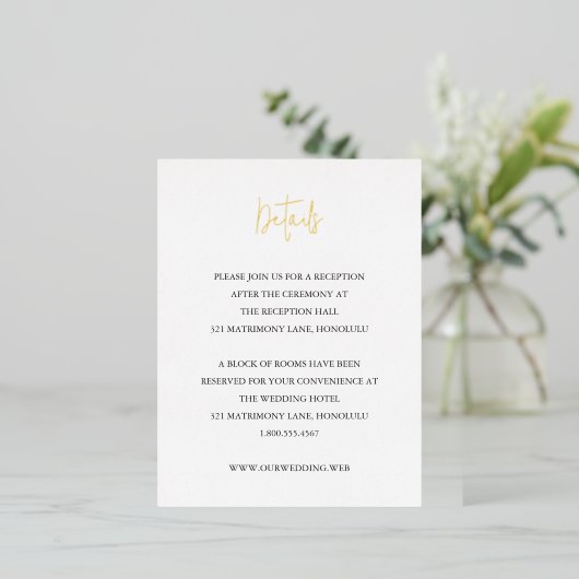 Modern Chic Wedding Foil Enclosure Card Folie Uitnodiging Briefkaart (Staand Voorkant)