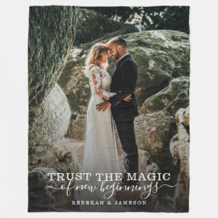 Modern Chic Wedding Love Couple Trust Magic Foto Fleece Deken