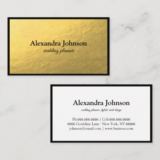 Modern Chic White en Gold Foil Luxury Visitekaartje (Voorkant / Achterkant)