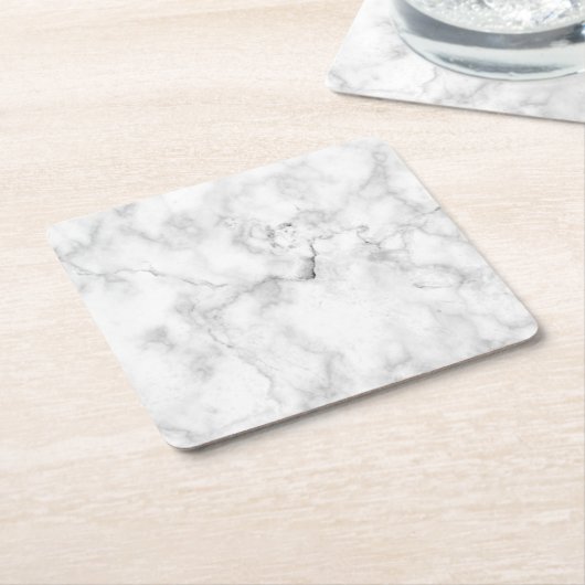 modern chic white en zwarte marmer kartonnen onderzetters (Schuin)