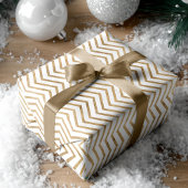 Modern Chic White Faux Gold Stripe, Chevron & Stip Inpakpapier Vel