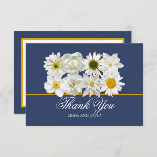 Modern Chic White Flower Bridal Shower Thank You Bedankkaart