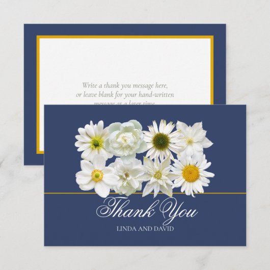 Modern Chic White Flower Bridal Shower Thank You Bedankkaart (Voorkant / Achterkant)