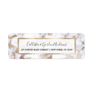 Modern Chic White Gold Foil marble Pattern Etiket