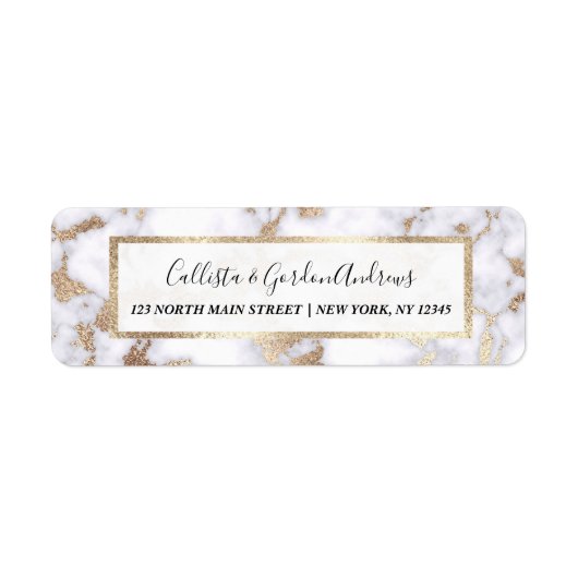 Modern Chic White Gold Foil marble Pattern Etiket (Voorkant)