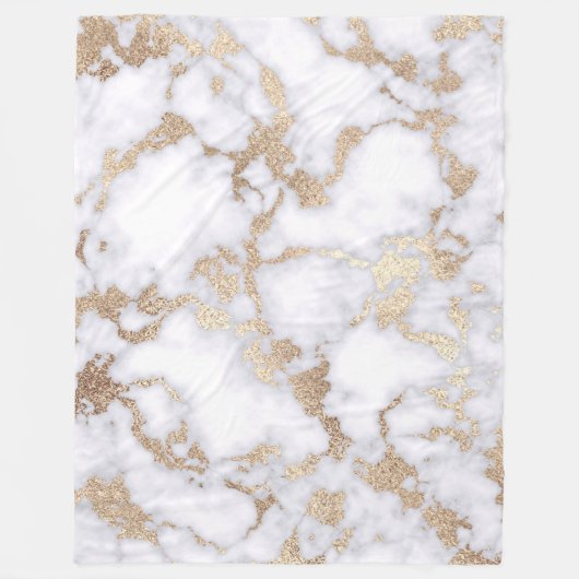 Modern Chic White Gold Foil marble Pattern Fleece Deken (Voorkant)