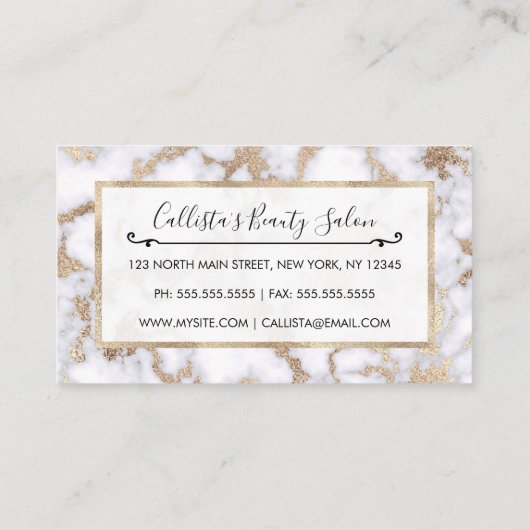 Modern Chic White Gold Foil marble Pattern Klantenkaartje (Achterkant)