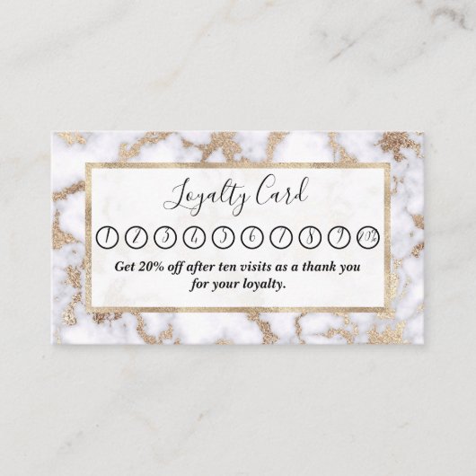 Modern Chic White Gold Foil marble Pattern Klantenkaartje (Voorkant)