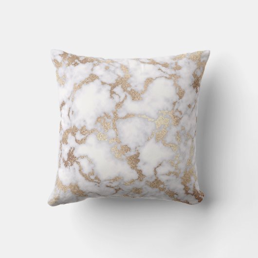Modern Chic White Gold Foil marble Pattern Kussen (Achterkant)