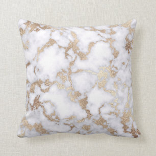 Modern Chic White Gold Foil marble Pattern Kussen