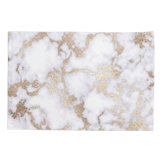 Modern Chic White Gold Foil marble Pattern Kussensloop (Achterkant)