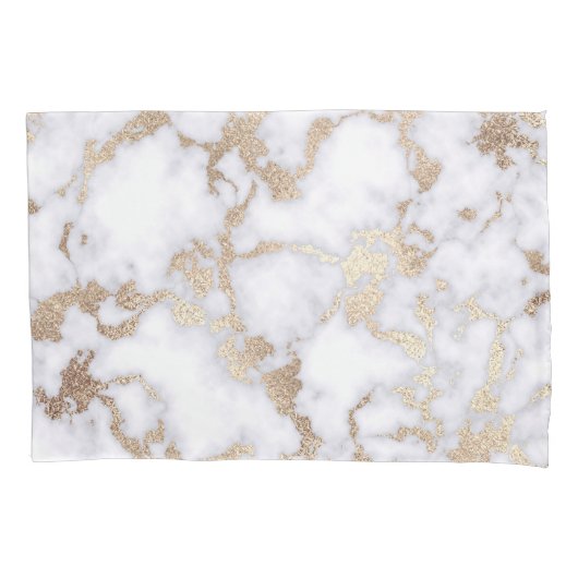 Modern Chic White Gold Foil marble Pattern Kussensloop (Voorkant)